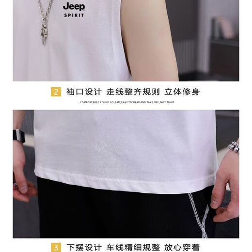 Jeep Spirit Pure Cotton Cotton Vest Summer New Men's Fino Sports y Casual Maneveless Base Shirt Shirt Sideo Solid Color Vest Clothing BBX17 Negro 2XL (recomendado 150-170Jin [Jin equivale a 0.5 kg])