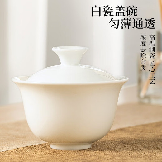 Feixiang mutton-fat jade Kung Fu tea set for home living room simple office reception Dehua white porcelain tureen tea cup mutton-fat jade tea set - magnolia cup type 10 pieces 2022 new white porcelain tea set