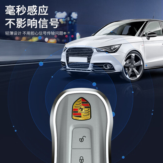 Genchuang Adecuado para Porsche Key Shell Paramela Energy Cayenne 911 Hebilla Macan Cadena 718 Taycan Set Aluminium Aluming [A Burdeos Red] + Hebilla de cuero con todo incluido Protección inclusiva