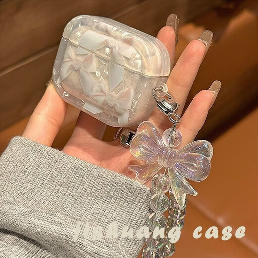 Yasilian Shell pattern white bow Air.Pods Pro 3rd generation protective case 4th generation Apple air.pods 3rd generation Bluetooth earphones. Case niche female model Shell pattern white bow + pendant AirPods 4th generation new