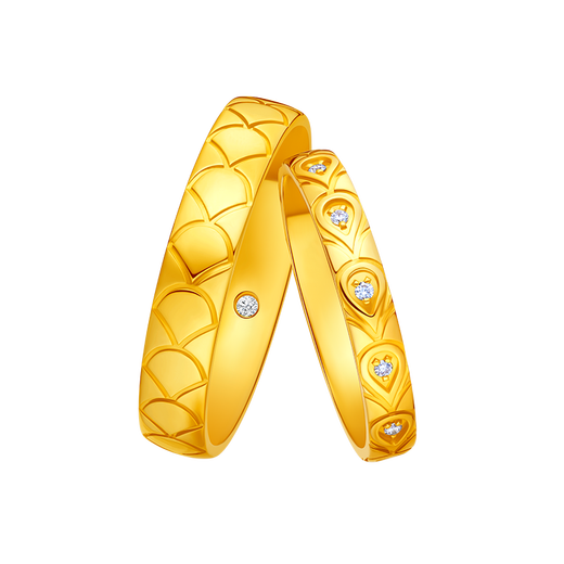 DR Paris Show Gold Couple Ring Wedding Dragon Scale Phoenix Feather True Love Contract QM0339/QW0339 Small quantity in stock*Single women's ring 13