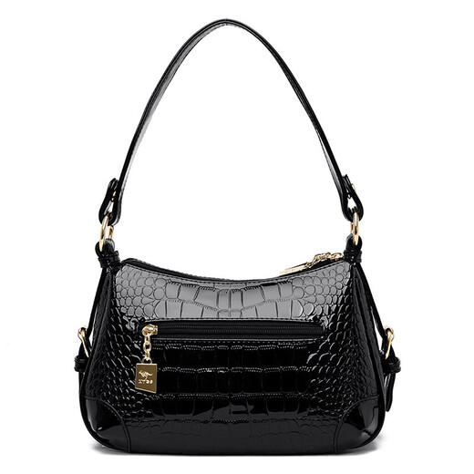 
North Fox Mom Handbag Bag Women's Large Capacity New Crocodile Pattern Patent Leather Women's Bag Middle-aged Women's Leather Bag One-Shoulder Crossbody Bag zw9922 Blue