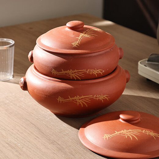 Tao Fuqi ceramic steam pot household steam pot chicken night sweat chicken pot steam soup pot special bottom pot electric steamer induction cooker Huangzhu steam pot 2700 ml + smart pot + steaming plate