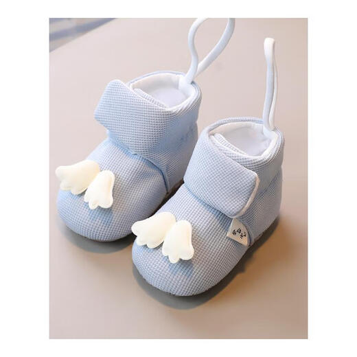 Midur baby baby autumn and winter soft sole 0-1 year old baby cotton shoes thickened warmth thin cotton step front shoes prevent falling toddler shoes 2 blue (wings plus cotton shoes) 11 inner length 11cmS (recommended to 0-9 months)