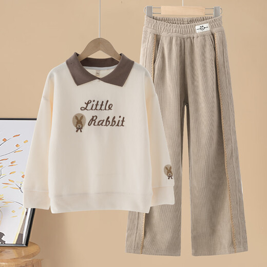 Yoyo One (Yoyo One) Girls Sweatshirt Set für Kinder 2025 Neue Frühlings- und Herbststreet-Brat-Gelegenheitshose Big Children Herumn Style 15158 Lila + 4882 White 160