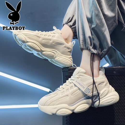 Playboy (Playboy) Daddy Schuhe Herrenschuhe 2025 Sommerschuhe Herren-Freischuhe Herren dicker alleinerheigere Höhe atmungsaktive Sportschuhe Beige 42