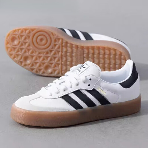 阿迪达斯 （adidas）三叶草男女款软底德训鞋运动休闲T字头板鞋IE9044 JI1349半透厚底白黑 40