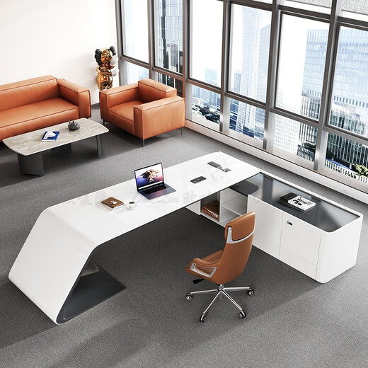 Ou Malong light luxury paint boss desk creative desk president leadership executive desk modern medical beauty fashion desk white 2.8 meters desk + office chair