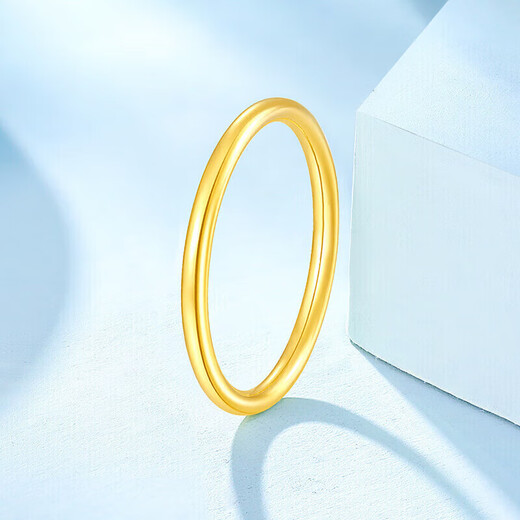 Mengjinyuan 18k gold ring color gold Sansheng III glossy ring ring stackable for women as a gift