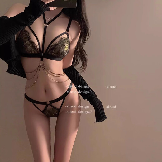 Victoria Palace Lace Bra Set Sexy and Charming Sexy Underwear Bra with Waist Chain No Wires Anti-sagging Bra Set Red M