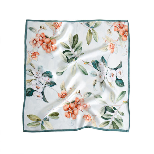 Hangzhou Silk Road Silk Scarf Women's Spring and Summer Scarf Brooch Square Scarf Mulberry Silk Scarf Mother's Birthday Gift Mother's Day Flowering Period