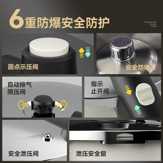 Kims cook pressure cooker explosion-proof large capacity small micro pressure cooker stainless steel stew pot household gas induction cooker universal milk yellow (suitable for 3 to 6 people) 22cm 6L