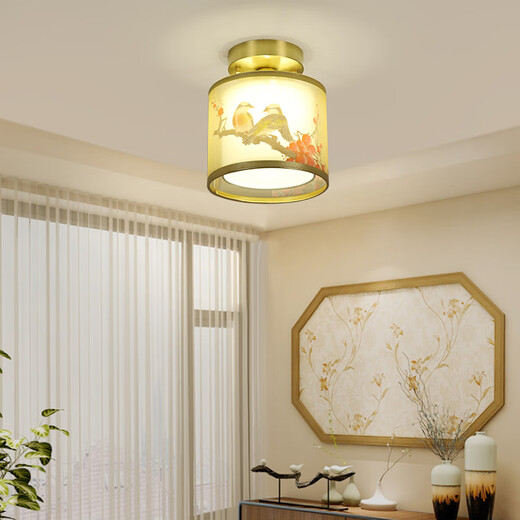 祎琳新中式全铜阳台灯走廊过道灯北欧简约小卧室吊灯进门入户玄关灯 6150/山水过道灯/铁艺款