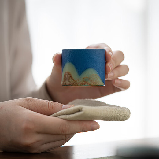 SUSHI CERAMICS hand-painted glaze tea cup Qianli Jiangshan six-color Kung Fu tea cup Festival souvenir tea set