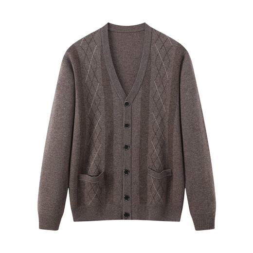 Hengyuanxiang Pure Cardigan Jacquard New Men's Winter plus épais bouton chaud Sweater Cardigan Pull pour hommes Camel L / 175 / 92A
