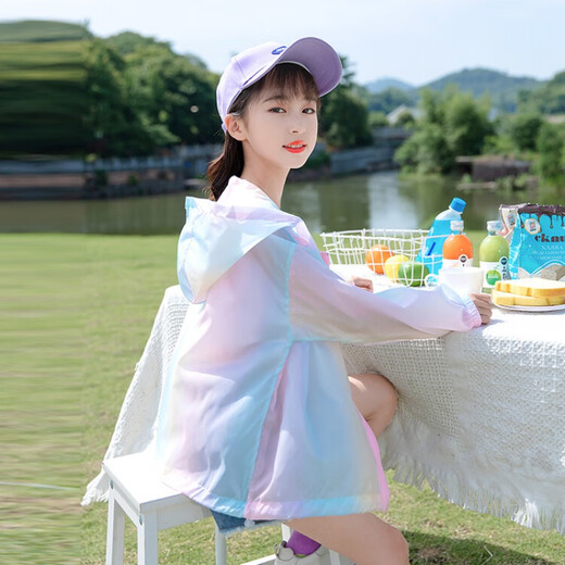 G.DUCKKIDS children's sun protection clothing, girls' coat, summer new skin clothing, children's sun protection clothing, summer clothing, girls' sun protection clothing, medium and large, purple, rabbit style, aommeis 160, size 13~14 years old, 150-160cm