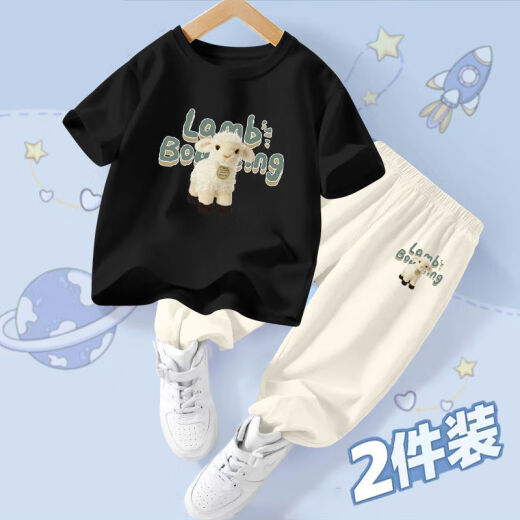 Disney (Disney) Children's Set 2025 New Style Boys Summer Fashion Short Sleeve T-Shirt Girls Mosquito Repellent Pants Summer Baby Clothes White T-Shirt + Small Green Pants Size 90 (Suggested height 80-90cm)