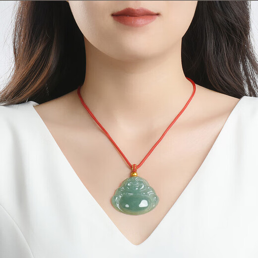 Phoenix Jewelry Natural Jade Jade Buddha Pendant Jade Pendant Maitreya Buddha Jade Necklace Women's Birthday Gift High-end