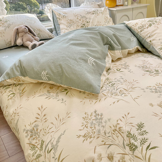 Ruiqin pure cotton quilt cover single piece 200x230 double cotton summer quilt cover sheet 150x200 single quilt three-piece set Blue Lover skin-friendly cotton suitable for naked sleeping 1.5m bed fitted sheet four-piece set suitable for 200x