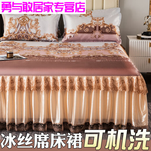 Modu European style bed skirt bed cover cover washable machine washable soft mat summer spring garden - blue 2x2.2 meters