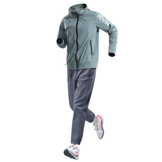 Alan Burton Cycling Suit Men's Windproof and Rainproof Mountain Road Bike Motorcycle Autumn Jacket and Trousers Equipment Green Gray Windproof Rainproof Cycling Five-piece Set L 120-140Jin Jin is equal to 0.5 kg