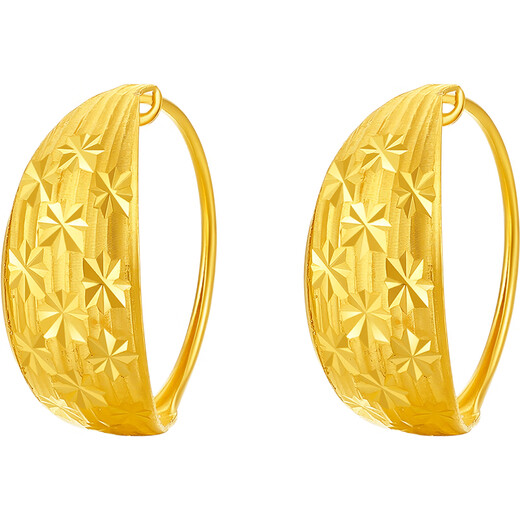 Saturday Fu 5G craft gold earrings women's car flower ring birthday gift price A0913146 one pair about 2.02g