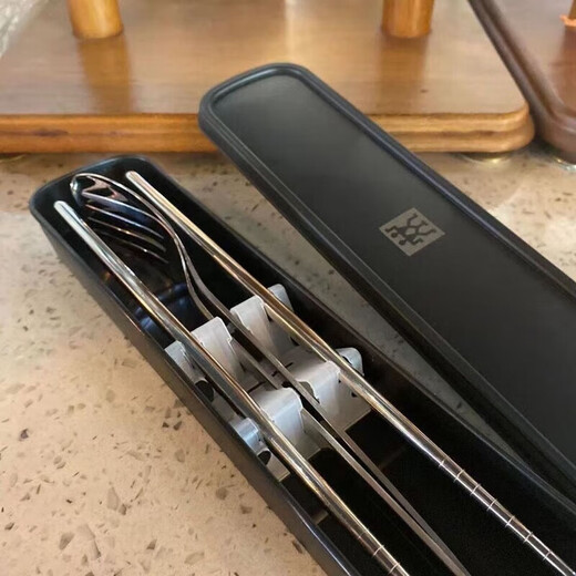 ZWILLING German chopsticks, spoons and forks set 304 stainless steel portable tableware student travel three-piece set chopsticks, spoons and forks (3-piece set) white box