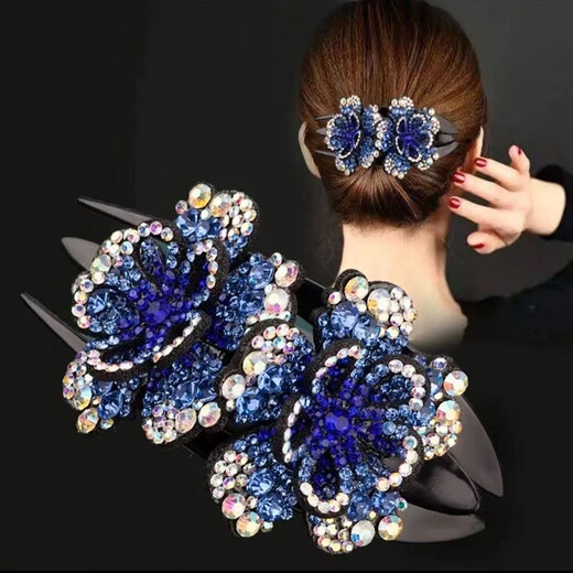 He Niang's new three-tooth hairpin hairpin, Korean style elegant temperament hairpin, mother's duckbill clip, back of head grabber clip, top clip, hollow peony flower duckbill clip, champagne ink orchid