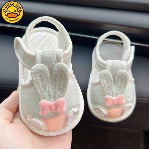 G.DUCKKIDS夏季婴儿布凉鞋01岁女宝宝软底防滑学步鞋新生儿牛筋底不掉鞋子2 诺_粉色靓靓兔凉鞋 S 内长11c 建议0-6个月宝宝