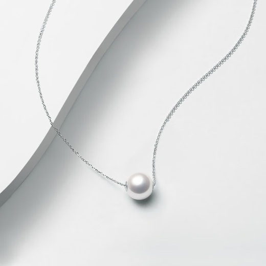 Mu Qin 18k gold freshwater pearl Passepartout pearl necklace for girlfriend, simple and versatile for daily commuting 18k gold-gold/9-9.5mm