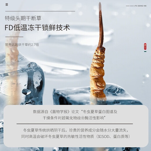 福东海 冬虫夏草5克 特级干断草 高品质虫草 饱满家庭装 节日送礼 【沉淀蓝圆罐】10克断草
