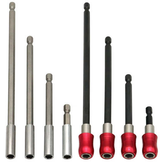 Bit extension rod 6.35mm hexagonal handle self-locking air batch extension rod with strong magnetic hand drill 1/4 bit connecting rod white ordinary style (total length 60mm) single