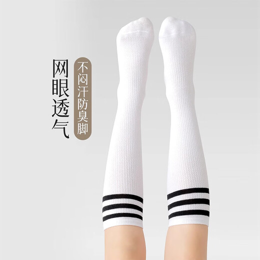浪莎儿童袜子女童中长筒小腿袜春夏网眼透气女孩学院风百搭校服袜  XL