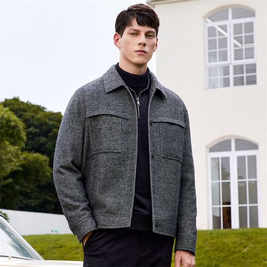 Dances with Wolves Containing Sheep Wool + Ultrasonic Lining Autumn and Winter Lapel Warm Jacket Men's Jacket 004 Huahui 190