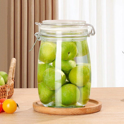 Baijie glass sealed jars, 3 packs of 1000ml storage jars, household glass bottles, wine bottles, pickle bottles, pickled Laba garlic jars