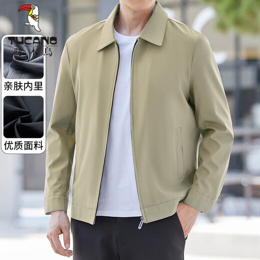 啄木鸟（TUCANO）夹克男士外套男2025新款春秋中老年人翻领爸爸装外套休闲行政夹克 N9712卡其 XL 180