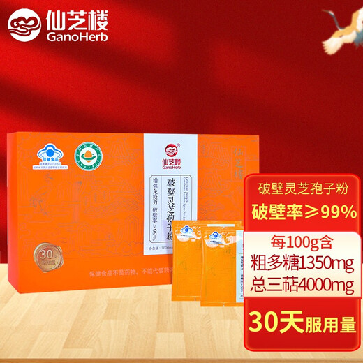 
Xianzhilou Broken Wall Ganoderma lucidum spore powder gift box enhance immunity health food holiday gift pharmacy same style robe powder [1g/bag 20 bags/box 3 boxes] 8 bags for trial pack