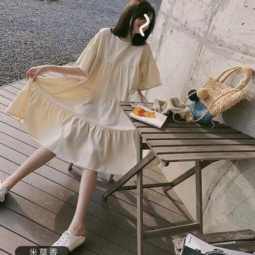 绫庭鹰孕妇装夏装夏天长裙子韩版欧美风夏季辣妈时尚孕妇装连衣裙女 黄色 L