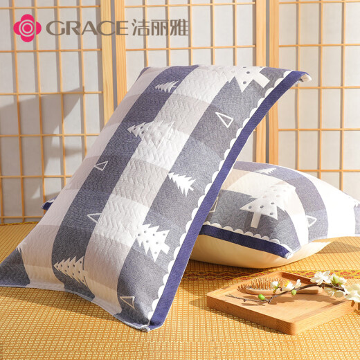 Jialiya Grace pillow cover pair high-end Nordic style thickened gauze pillow cover adult couple pillow cover blue gray