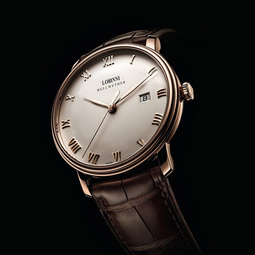 Lobinni Herrenwache Vollautomatisch mechanische Herren -Uhrengeschäft Einfacher Gürtel Waterdes Schweizer Stil Watch 12033 [Qualitätsauswahl] Silberschale Schwarzstahlgürtel