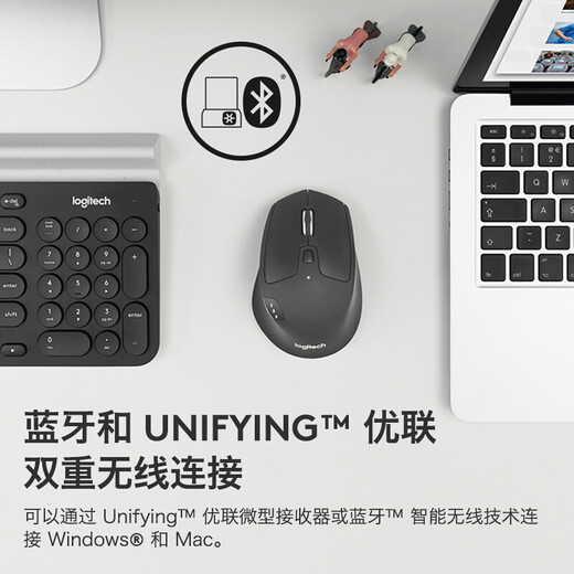 罗技（Logitech）M720无线蓝牙鼠标办公蓝牙优联双模无线鼠标大手人体工学鼠标MAC笔记本ipad鼠标带无线2.4G接收器 M720无线鼠标+游戏鼠标垫