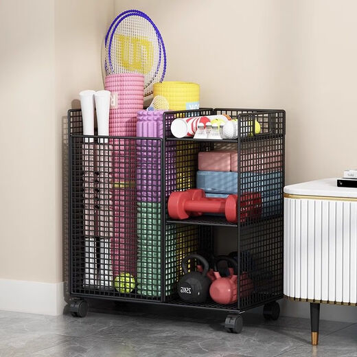 Chuanbu fitness equipment storage cabinet yoga mat storage basket fitness equipment storage equipment storage basket household feathers Athens black [multi-functional mobile model] no specifications