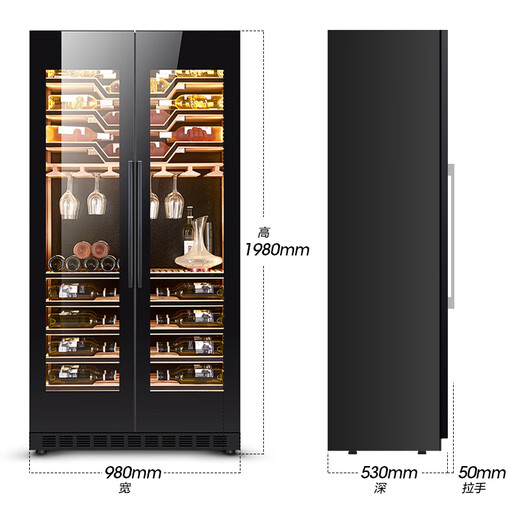 Odino seamless stealth fully embedded frequency conversion double-door integrated constant temperature wine cabinet ultra-thin home living room red wine cabinet commercial hotel club large capacity wine cabinet high configuration (frequency conversion)