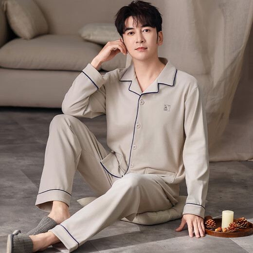 Maoren de Velvet Pyjamas Herbst und Winter Langarmed 2025 Neue Strickjacke Wärme dünne Velvet Largesize Casual Home Clothing Set 26m9194 L (Empfohlen 100-120jin [Jin gleich 0,5 kg]))