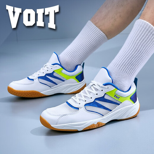 Walter table tennis shoes summer single mesh breathable men's low-top shock-absorbing running shoes non-slip wear-resistant badminton competition sports shoes white blue 988AT 41