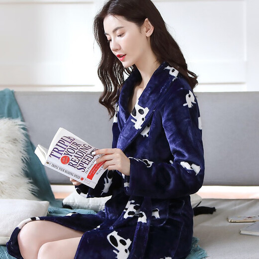 Sensheng Coral Fleece couple pyjamas pyjamas pyjamas épaissis de robe de matin chaude salle de bains de salle de bain en vrac sc-léger salle de bain gris femme y719 hommes et femmes uniques [80-160jin [Jin est égal à 0,5 kg]]]