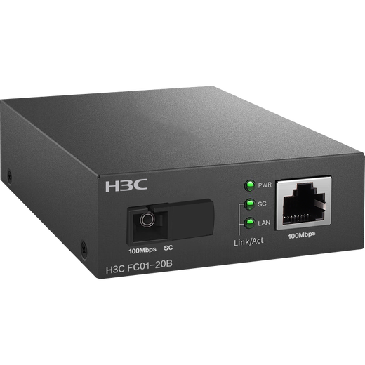 H3C fiber optic transceiver 100M single-mode single-fiber photoelectric converter 20 kilometers SC interface (single installation) FC01-20B