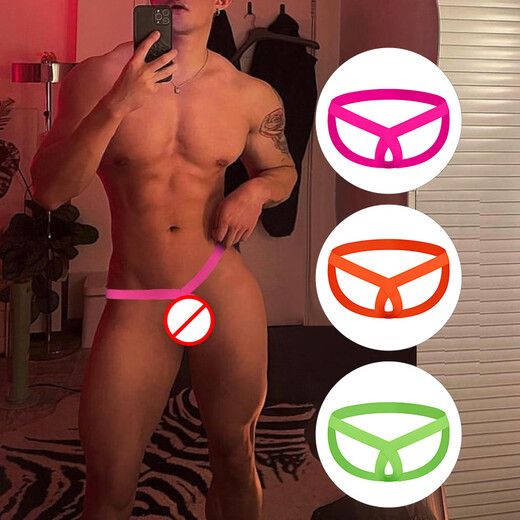 Men's Thong Sexy Thong Double Thong Briefs for Men DZ06 Rose Red M