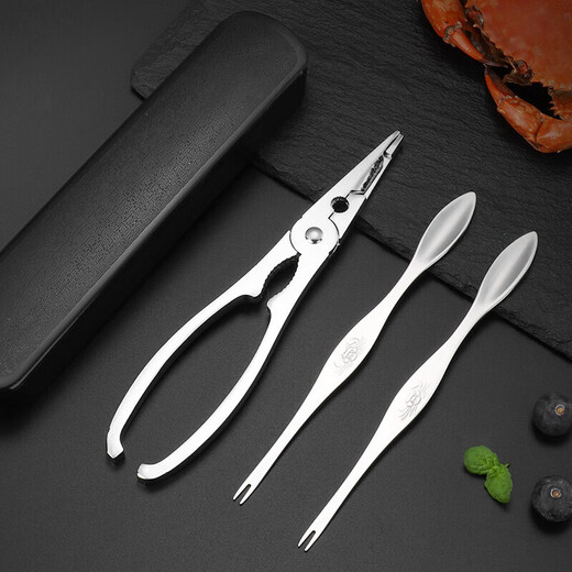 美厨（MAXCOOK）蟹八件剥蟹吃蟹工具 大闸蟹螃蟹专业工具套装便携304不锈钢蟹钳刀 3件套MCPJ6173