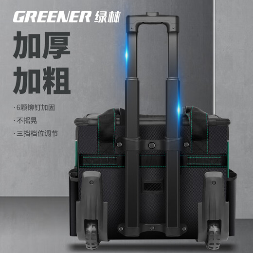 GREENER Trolley Tool Bag, Strong and Durable Trolley Stair Climbing Tool Box, Industrial Grade Wheeled Trolley Luggage Large Extra Large Trolley Bag + Magnetic Lighting